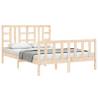 Solid Wood Bed Frame with Headboard - 140x190 cm | Hipo Market