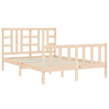 Solid Wood Bed Frame with Headboard - 140x190 cm | Hipo Market