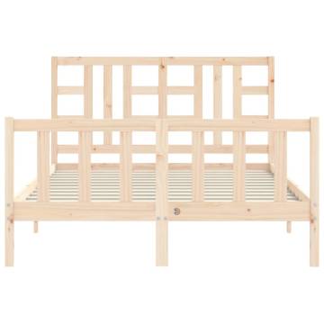 Solid Wood Bed Frame with Headboard - 140x190 cm | Hipo Market