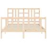 Solid Wood Bed Frame with Headboard - 140x190 cm | Hipo Market