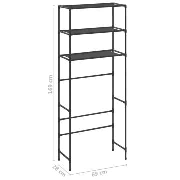 3-Tier Storage Rack Over Laundry Machine - Black, Durable & Versatile