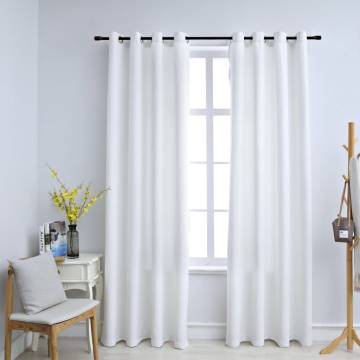 Off White Blackout Curtains with Metal Rings - 140x245 cm