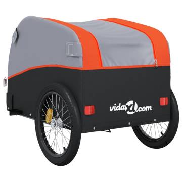 Bike Trailer Black and Orange - 45 kg Iron Cargo Carrier