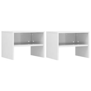 Elegant High Gloss White Bedside Cabinets - Set of 2