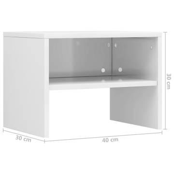 Elegant High Gloss White Bedside Cabinets - Set of 2