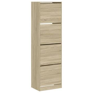 Shoe Cabinet with 4 Flip-Drawers - Sonoma Oak - 60x42x204 cm