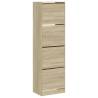 Shoe Cabinet with 4 Flip-Drawers - Sonoma Oak - 60x42x204 cm