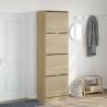 Shoe Cabinet with 4 Flip-Drawers - Sonoma Oak - 60x42x204 cm