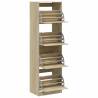 Shoe Cabinet with 4 Flip-Drawers - Sonoma Oak - 60x42x204 cm