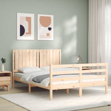 Solid Wood Bed Frame with Headboard 140x200 cm - Hipomarket