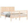 Solid Wood Bed Frame with Headboard 140x200 cm - Hipomarket