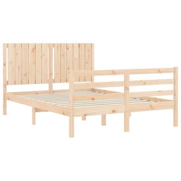 Solid Wood Bed Frame with Headboard 140x200 cm - Hipomarket