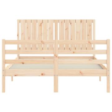 Solid Wood Bed Frame with Headboard 140x200 cm - Hipomarket