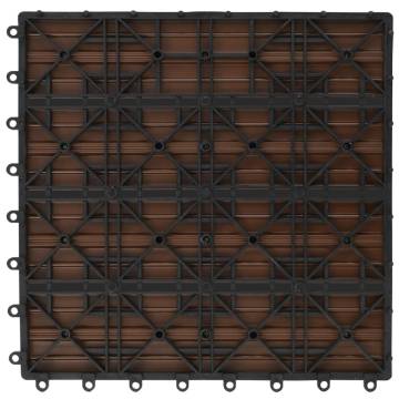 22 Pcs WPC Decking Tiles 30x30 cm - Durable Dark Brown