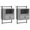 Wall-Mounted Bedside Cabinets - Grey Sonoma - 2 pcs