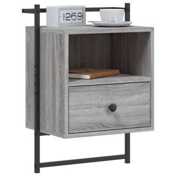 Wall-Mounted Bedside Cabinets - Grey Sonoma - 2 pcs