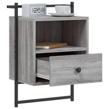 Wall-Mounted Bedside Cabinets - Grey Sonoma - 2 pcs