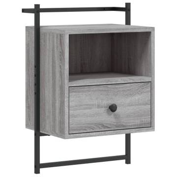 Wall-Mounted Bedside Cabinets - Grey Sonoma - 2 pcs