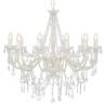 Elegant White Chandelier with Beads - 12 x E14 Bulbs