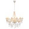 Elegant White Chandelier with Beads - 12 x E14 Bulbs