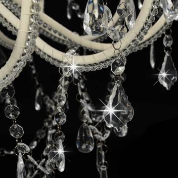 Elegant White Chandelier with Beads - 12 x E14 Bulbs