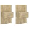 Sonoma Oak Wall-Mounted Bedside Cabinets - 2 Pcs