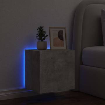 Stylish TV Wall Cabinet with LED Lights - Concrete Grey