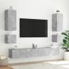 Stylish TV Wall Cabinet with LED Lights - Concrete Grey