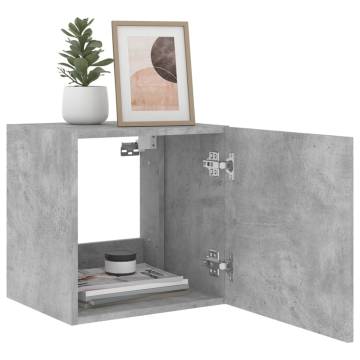 Stylish TV Wall Cabinet with LED Lights - Concrete Grey