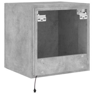 Stylish TV Wall Cabinet with LED Lights - Concrete Grey