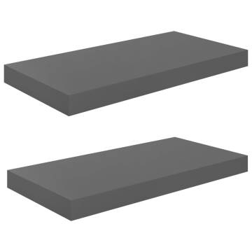 Stylish Floating Wall Shelves - High Gloss Grey (2 pcs)