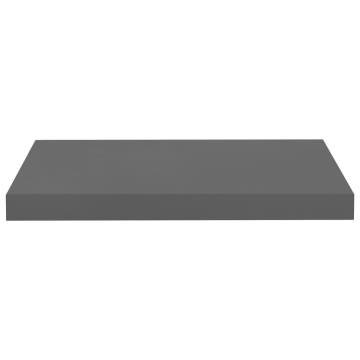 Stylish Floating Wall Shelves - High Gloss Grey (2 pcs)