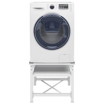 Washing Machine Pedestal with Pull-Out Shelf - White