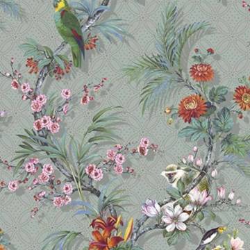 DUTCH WALLCOVERINGS Tropical Grey Wallpaper | High-Quality Design