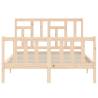 Solid Wood Bed Frame with Headboard - 140x190 cm