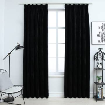 Blackout Curtains 2 pcs Velvet Black 140x175 cm - Stylish Privacy