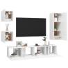 5 Piece White Engineered Wood TV Cabinet Set | HiPoMarket