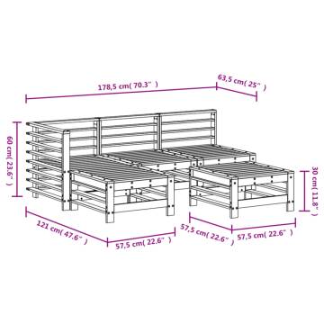 5 Piece Garden Lounge Set - Solid Wood Douglas | Hipo Market