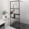 Walk-in Shower Wall with Shelf Black 80x195 cm ESG Glass&Aluminium Colour black Size 80 x 195 cm Model 2 horizontal bars 