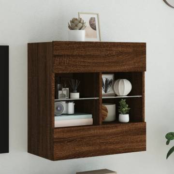 TV Wall Cabinet with LED Lights - Brown Oak | Hipomarket UK