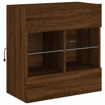 TV Wall Cabinet with LED Lights - Brown Oak | Hipomarket UK