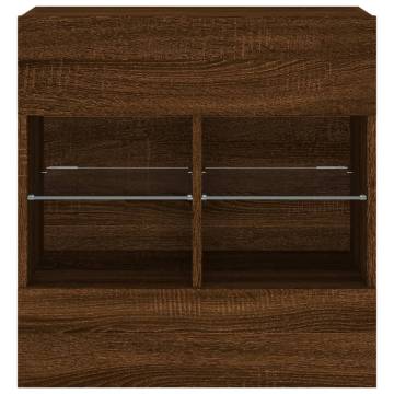 TV Wall Cabinet with LED Lights - Brown Oak | Hipomarket UK