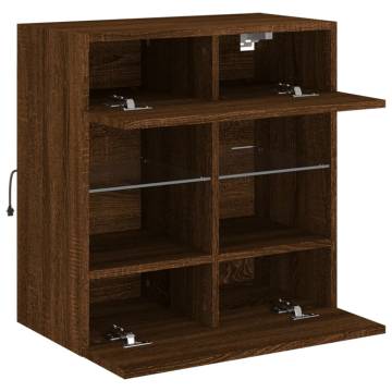 TV Wall Cabinet with LED Lights - Brown Oak | Hipomarket UK