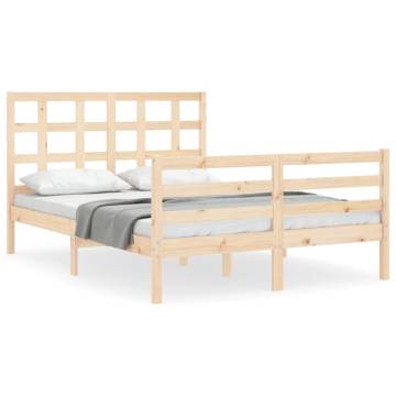 Small Double Wood Bed Frame with Headboard | Hipomarket