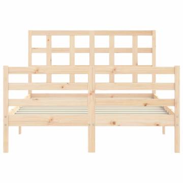 Small Double Wood Bed Frame with Headboard | Hipomarket