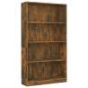 4-Tier Smoked Oak Book Cabinet - Stylish Storage Solution