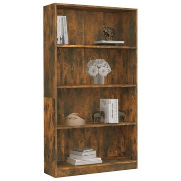 4-Tier Smoked Oak Book Cabinet - Stylish Storage Solution