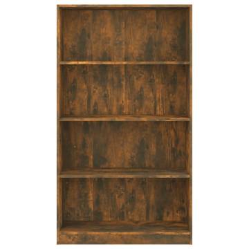 4-Tier Smoked Oak Book Cabinet - Stylish Storage Solution