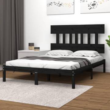 Solid Wood Black Bed Frame 140x190 cm - Stylish & Sturdy