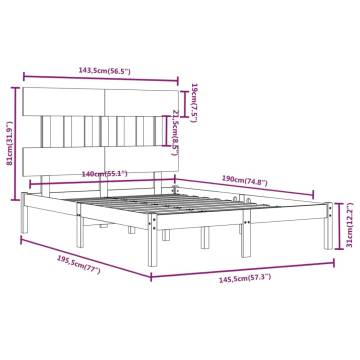 Solid Wood Black Bed Frame 140x190 cm - Stylish & Sturdy